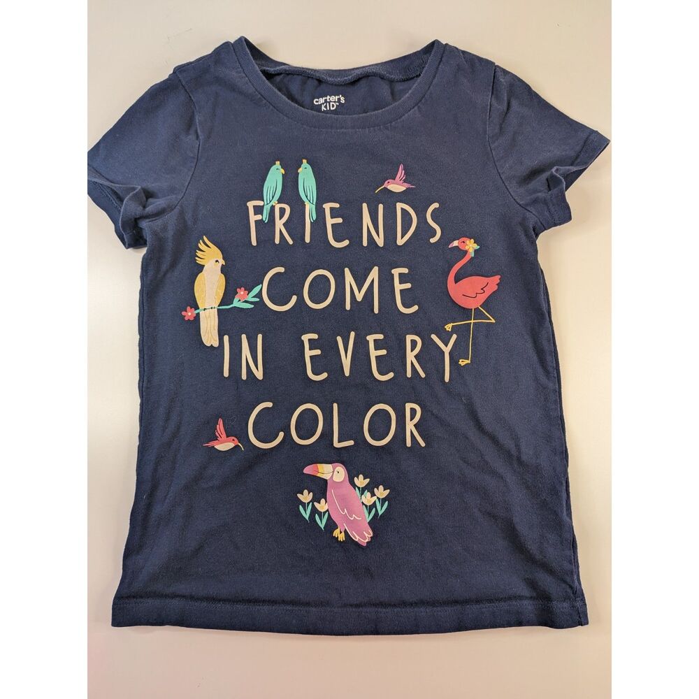 Carter’s girls size 5 navy blue bird graphic short sleeve shirt